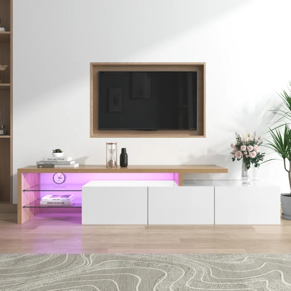 Armoire TV moderne en bois blanc