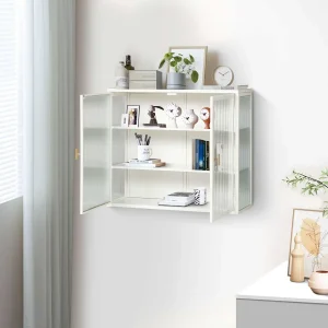 armoire murale moderne double porte vitrée