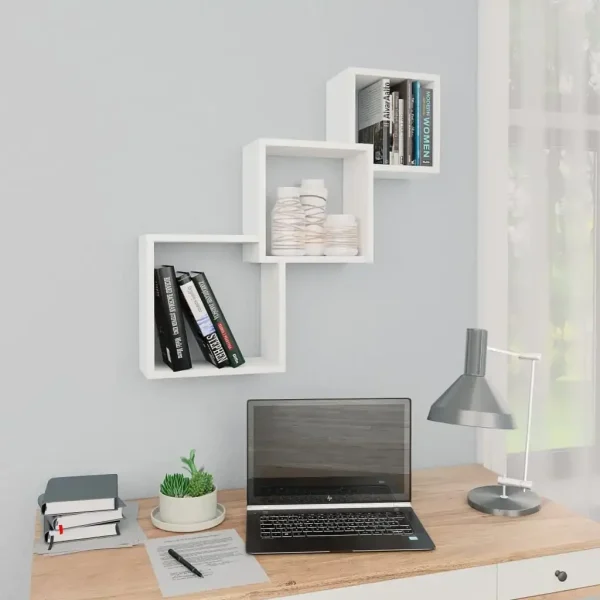 étagère murale en cube blanc
