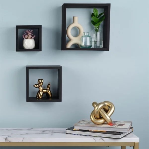 Étagère murale cubique en bois