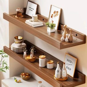 étagère murale bois avec rebord