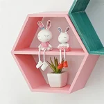 étagère murale hexagonale bois