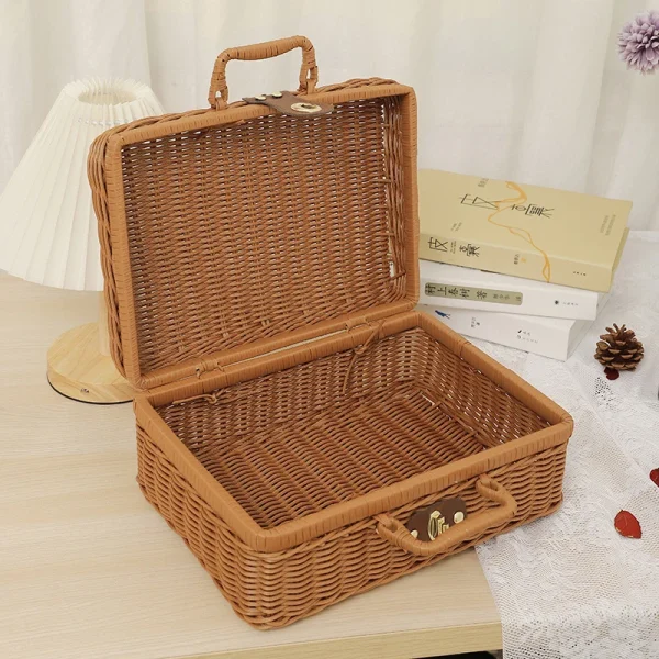 boîte portable en Rotin tressé