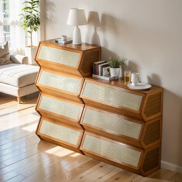 commode en rotin meuble de rangement