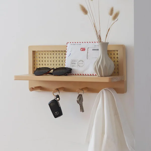 Étagère murale de rangement en bois massif